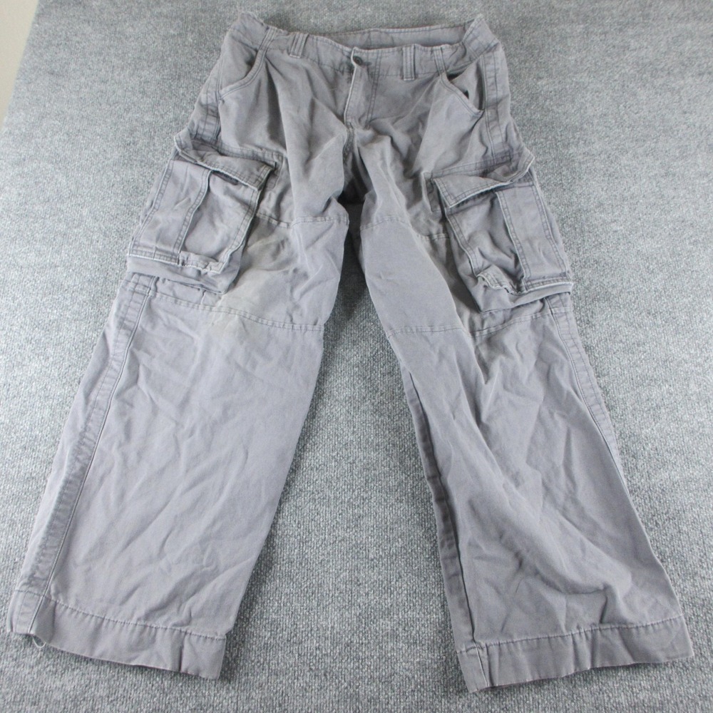 No Boundaries Cargo Pants Mens 34x30 Gray Canvas Double Knee Utility Skater Y2K